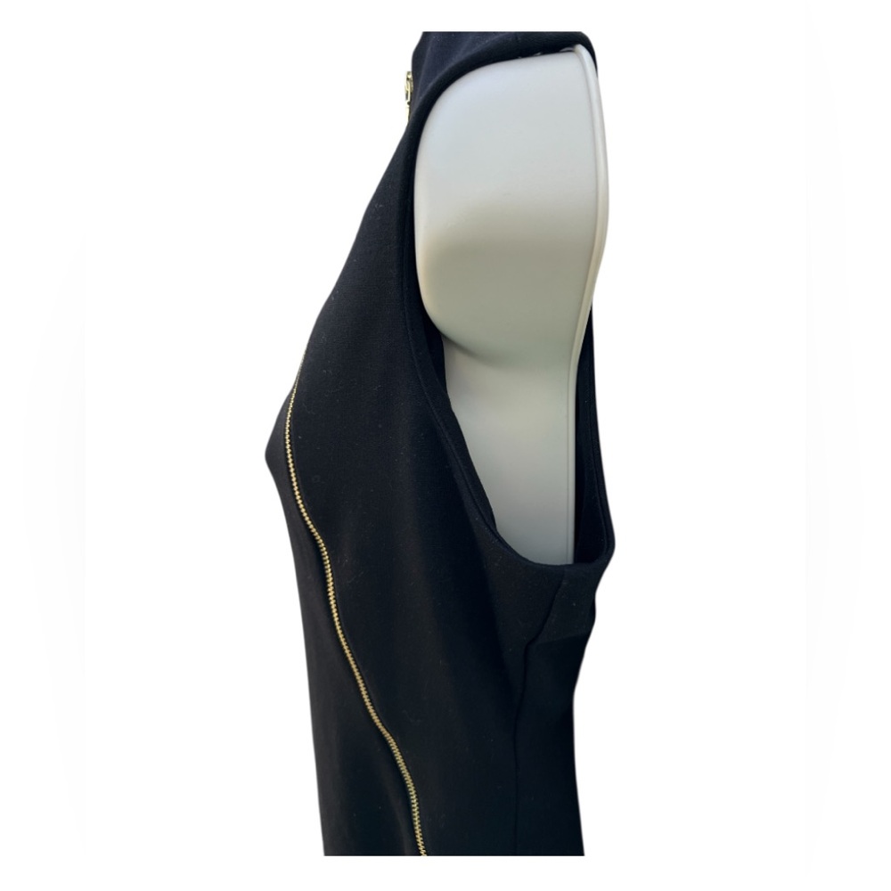 Calvin Klein Women's Size 8 Black Gold Double Zippers Design Sheath‎ Dress Work - Picture 7 of 11